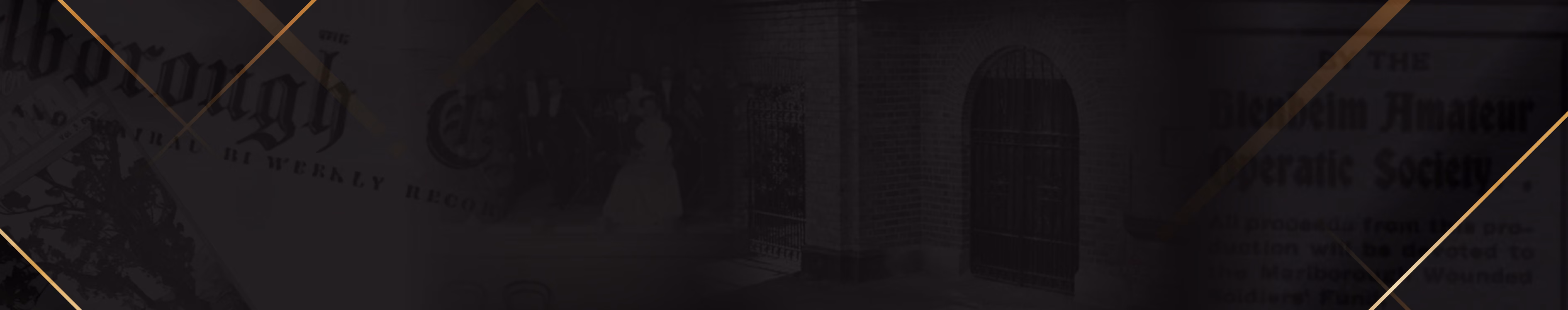 Tracing Marlborough history directory display banner featuring entertainment, musical performance, and theatre history