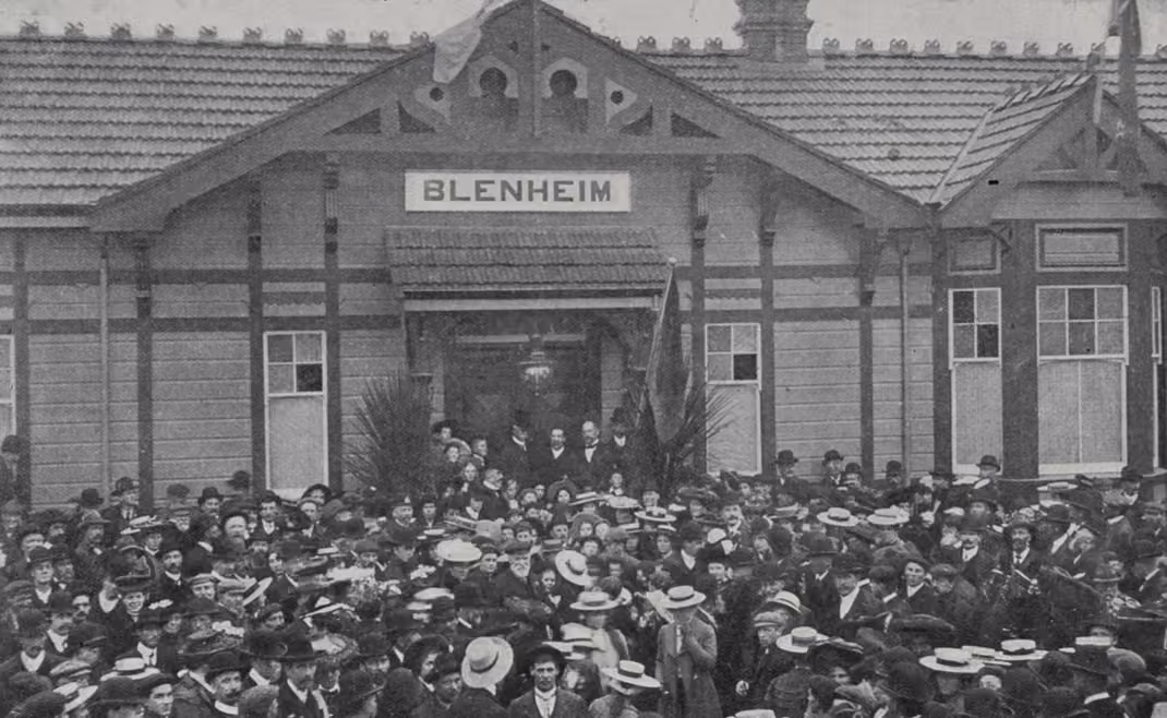 The historic 1906 timber Blenheim Railway Station building located on Sinclair Street.